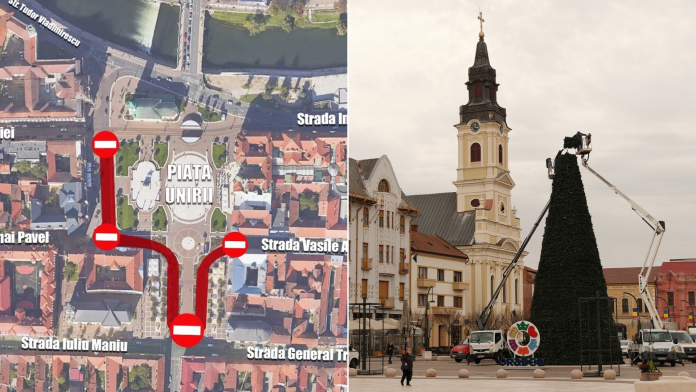 Circulația în Piața Unirii din Oradea se închide până anul viitor