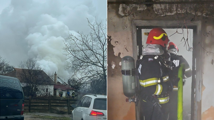 Incendiu violent la o locuință din Chiribiș