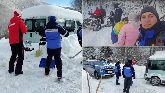 Opt bihoreni, un copil și o mamă blocați în Apuseni
