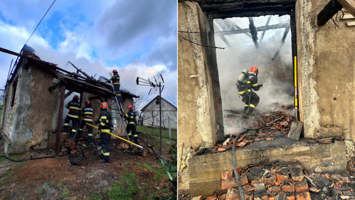 Incendiu într-o casă din Săldăbagiu de Munte. Proprietara a suferit arsuri la față și pe mâini.