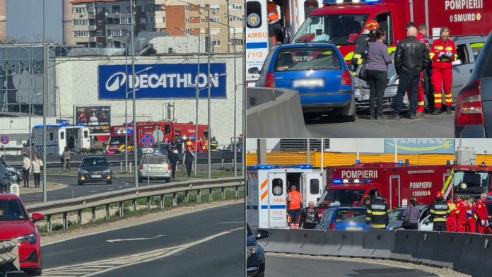 Accident pe Centura Oradea. Două persoane primesc îngrijiri medicale la fața locului.