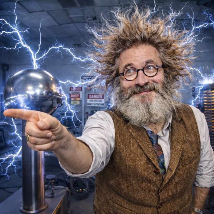 Profesorul Zăpăcit le arată copiilor cum știința poate fi un spectacol în Atelierul electricității statice.