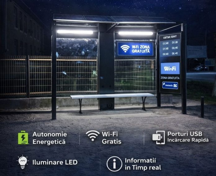 Stație de autobuz smart în comuna Balc: Wi-Fi gratuit și informații în timp real pentru pasageri