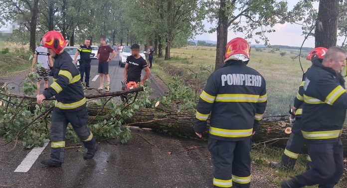 Furtuna a lăsat urme adânci în Bihor: nouă intervenții ale pompierilor și patru avertizări RO-Alert