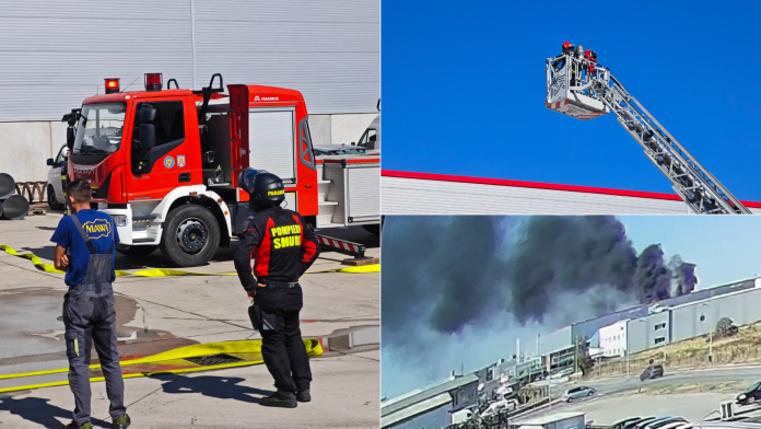 Incendiu de proporții în Parcul Industrial I din Oradea. 11 autospeciale mobilizate la locul intervenției.