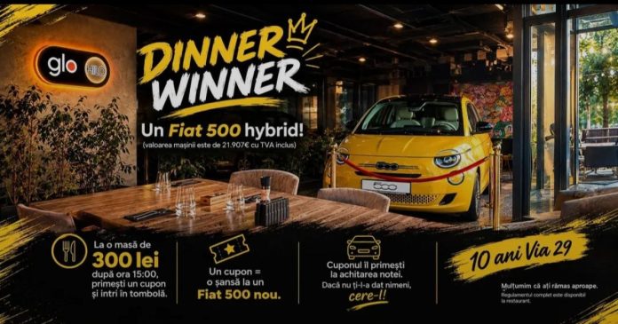 Dinner Winner by Via29: Zece ani de gusturi bune și un Fiat 500 de câștigat